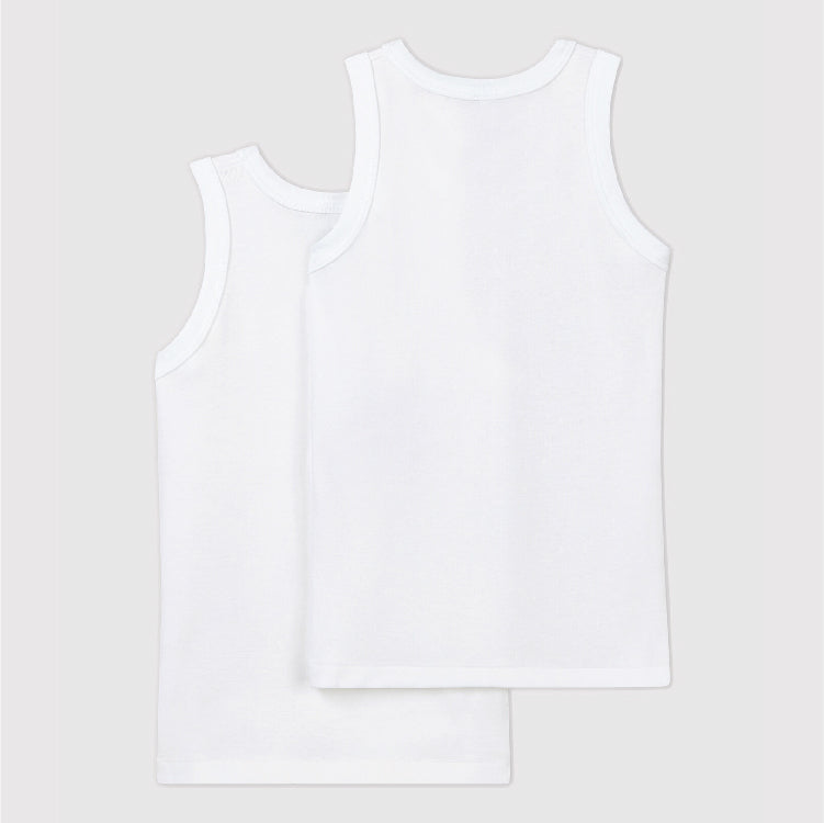 hemdje jongen, 2-pack, wit - PETIT BATEAU
