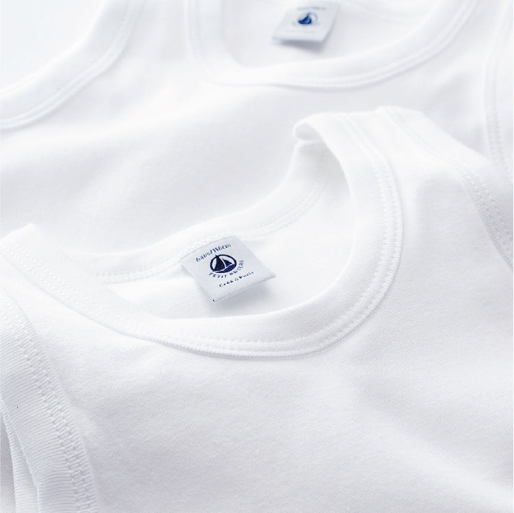 hemdje jongen, 2-pack, wit - PETIT BATEAU