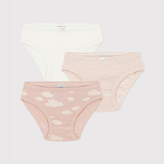 slips, 3-pack, wit/gestreept/wolk - PETIT BATEAU