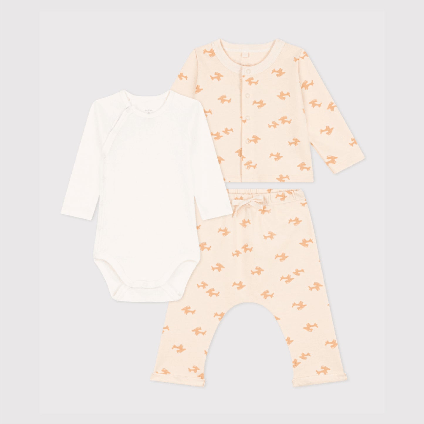 ensemble molton, 3 stuks, beige - PETIT BATEAU