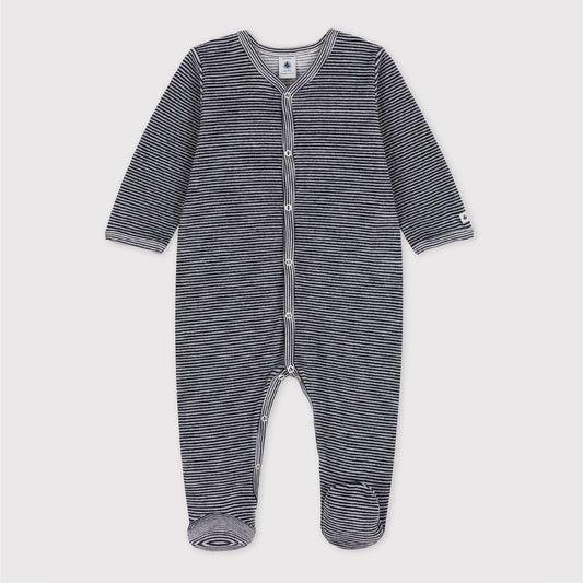 pyjama fluweel, smoking/marshmellow - PETIT BATEAU