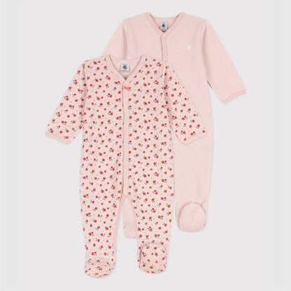 pyjama katoen, 2-pack, pink/flowers - PETIT BATEAU
