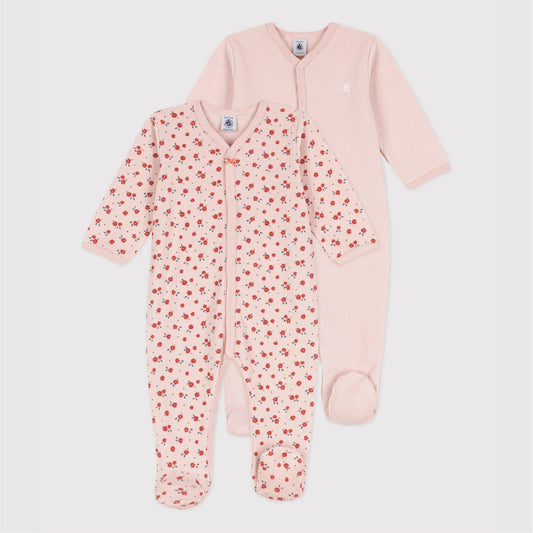pyjama katoen, 2-pack, pink/flowers - PETIT BATEAU