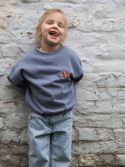 sweater kids, 'camping bliss' fox, blue- RIDGES & STEAM