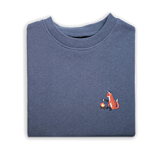 sweater kids, 'camping bliss' fox, blue- RIDGES & STEAM