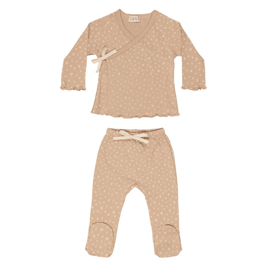 kimono set ruffled, rosa floral - UAUA