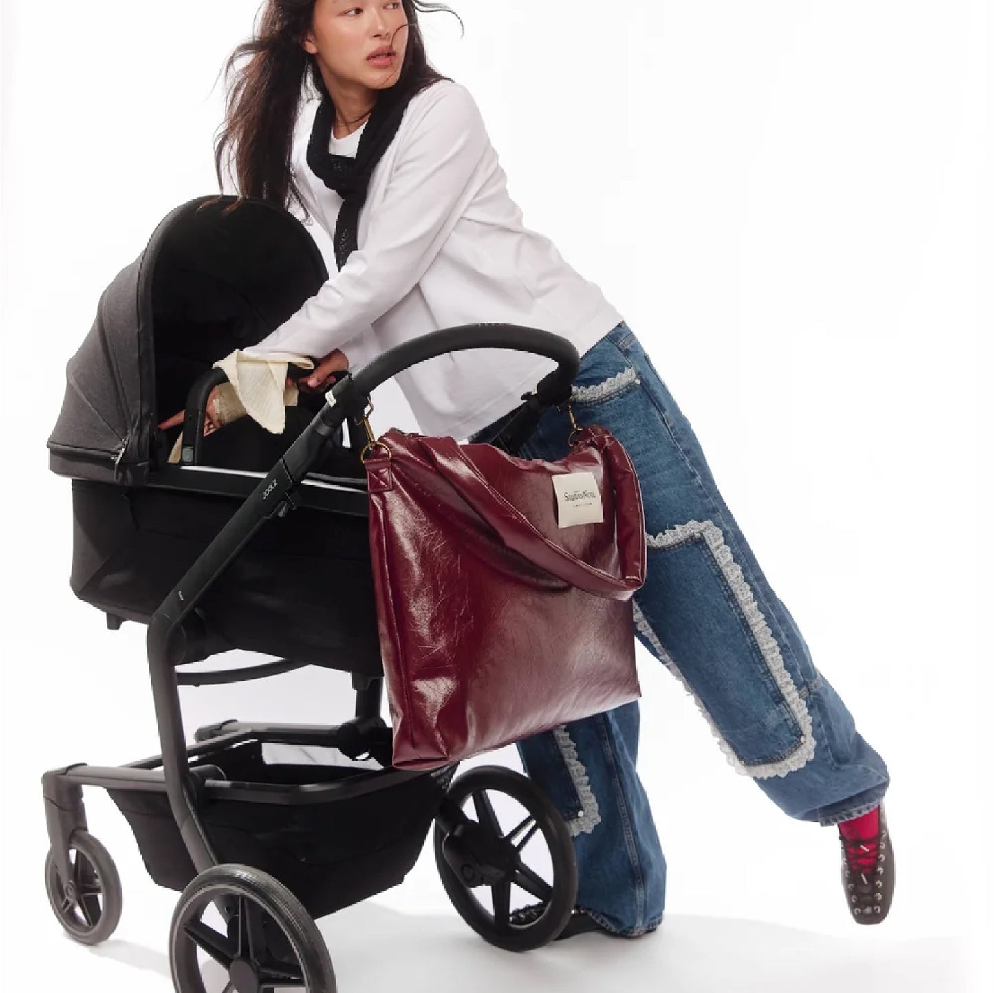 luiertas vegan leather, burgundy - STUDIO NOOS