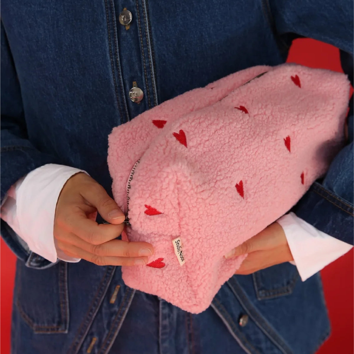 toilettas teddy hearts, light pink - STUDIO NOOS