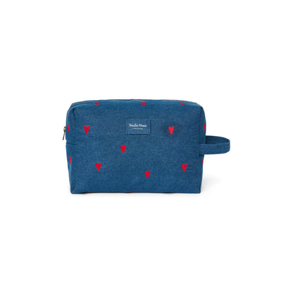 toilettas denim hearts, dark blue - STUDIO NOOS