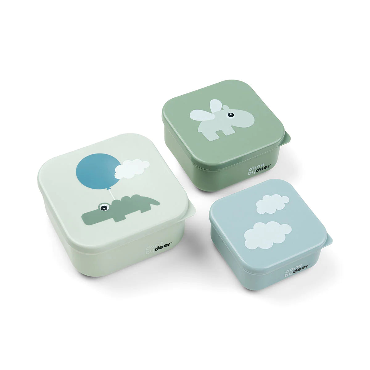 snackdoosjes happy clouds, 3 stuks, green - DONE BY DEER