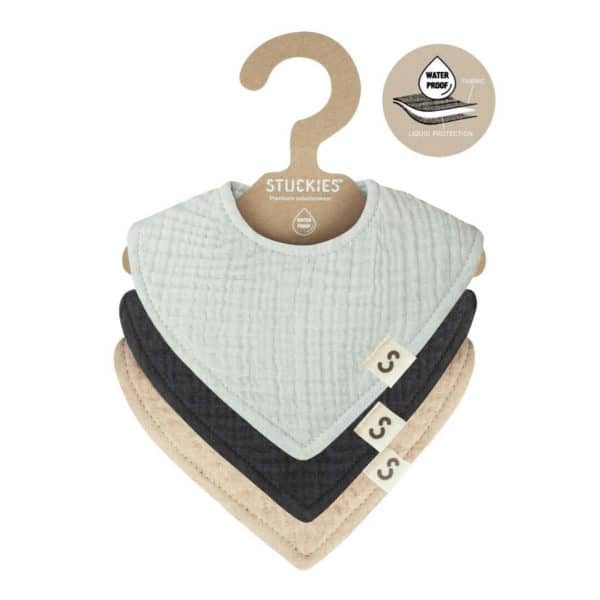 kwijlslabbetjes 3-pack, mist – STUCKIES