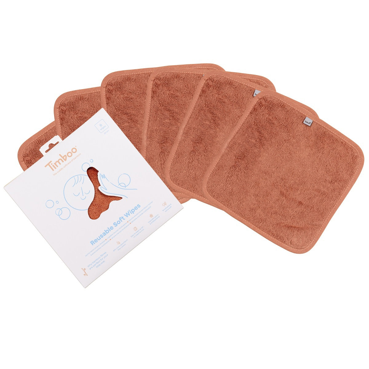 herbruikbare doekjes 6-pack, sunrise orange - TIMBOO