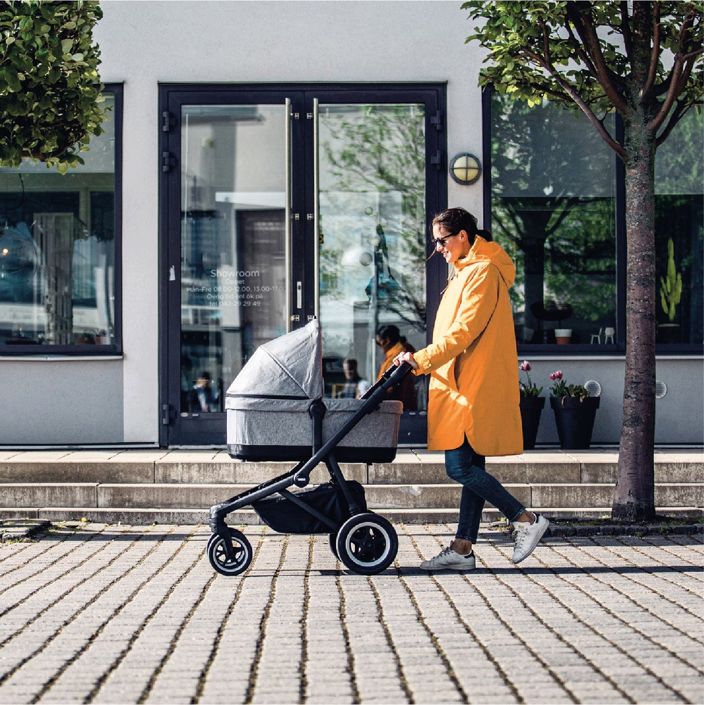 kinderwagen sleek bundel + reiswieg, midnight black on black - THULE
