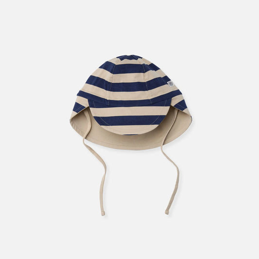 omkeerbaar zonnehoedje UPF 50+, navy stripe/sandy beach - CLOBY