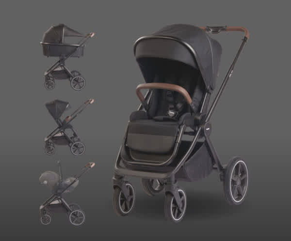 kinderwagen Crios 4.0 + regenhoes, black - PERICLES