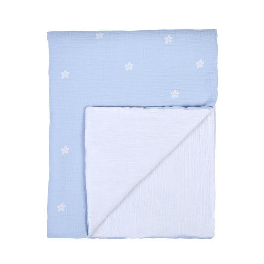 wiegdeken tetra bloemetjes, lichtblauw – CHILDHOME