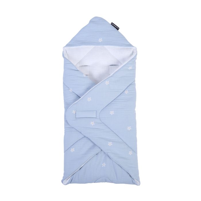 wiegdeken tetra bloemetjes, lichtblauw – CHILDHOME