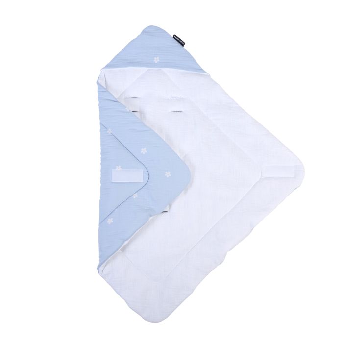 wiegdeken tetra bloemetjes, lichtblauw – CHILDHOME