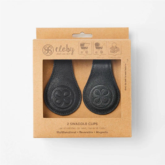 set clips leder, zwart - CLOBY