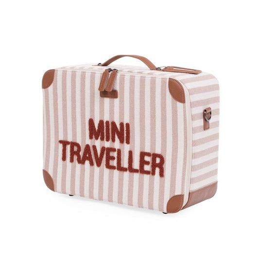 koffertje 'mini traveller' stripes, nude/terracotta - CHILDHOME