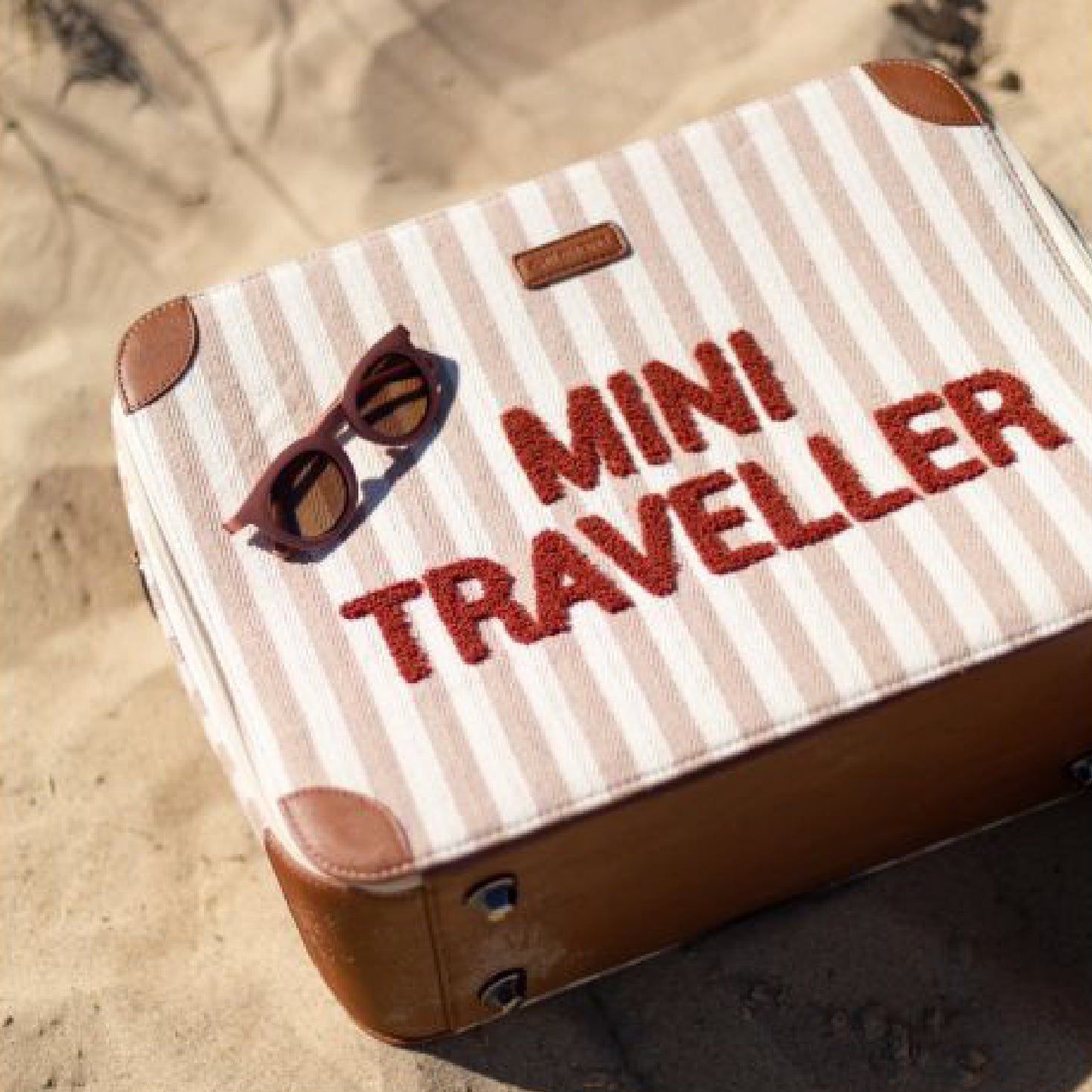 koffertje 'mini traveller' stripes, nude/terracotta - CHILDHOME