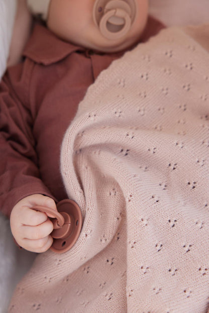 wiegdeken pointelle, blushing pink - ELODIE