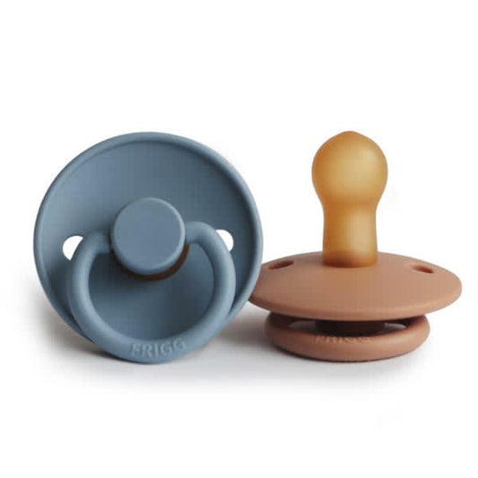 fopspeen classic 2 pack latex, glacier blue/peach bronze, 0-6 mnd. - FRIGG