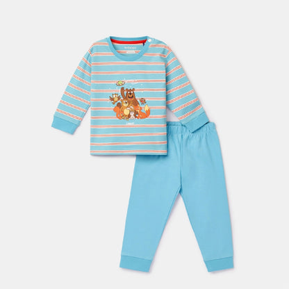 pyjama katoen hallo aliens, blauw/oranje - WOODY
