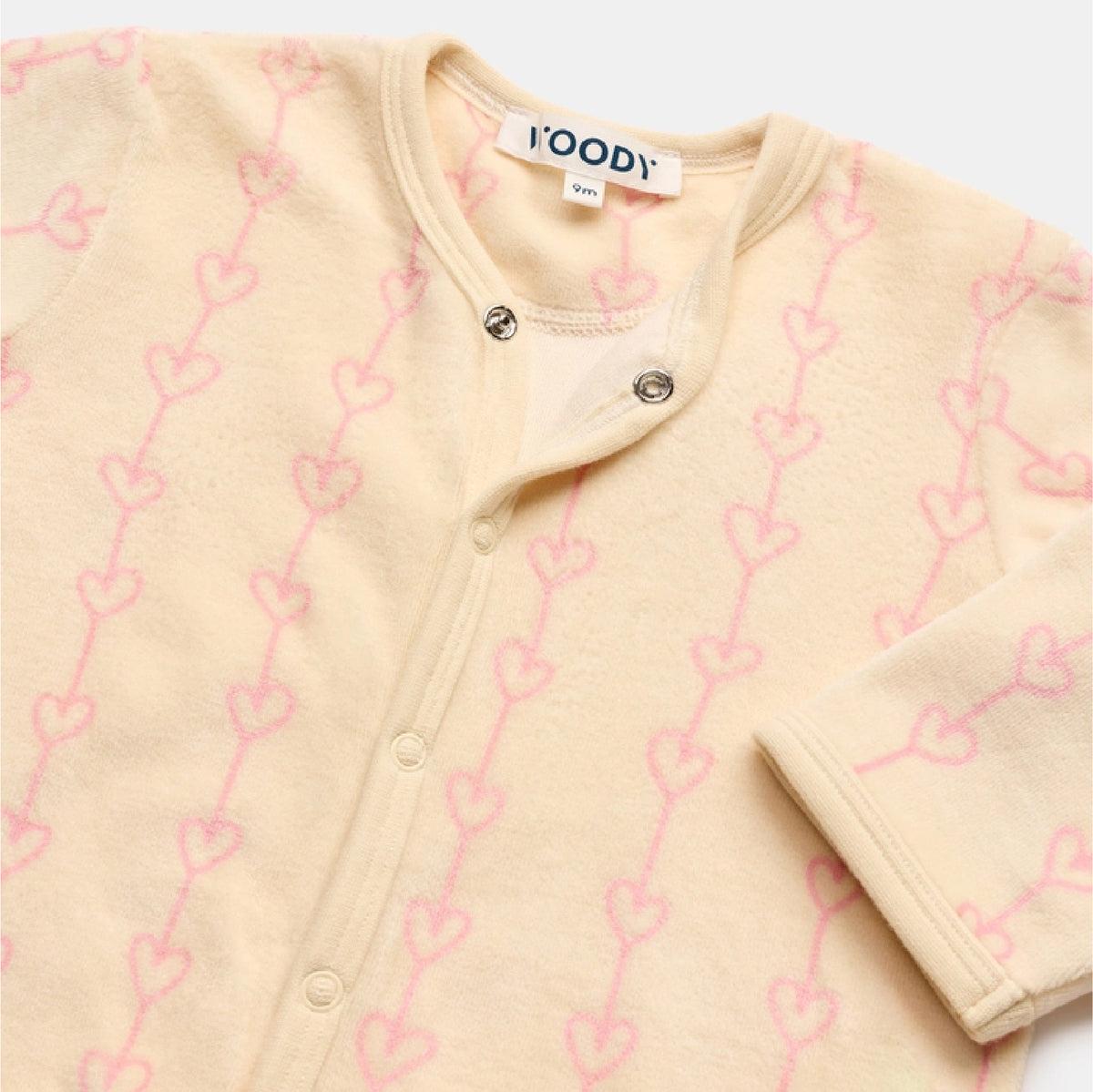pyjama velours hartjes, wit - WOODY