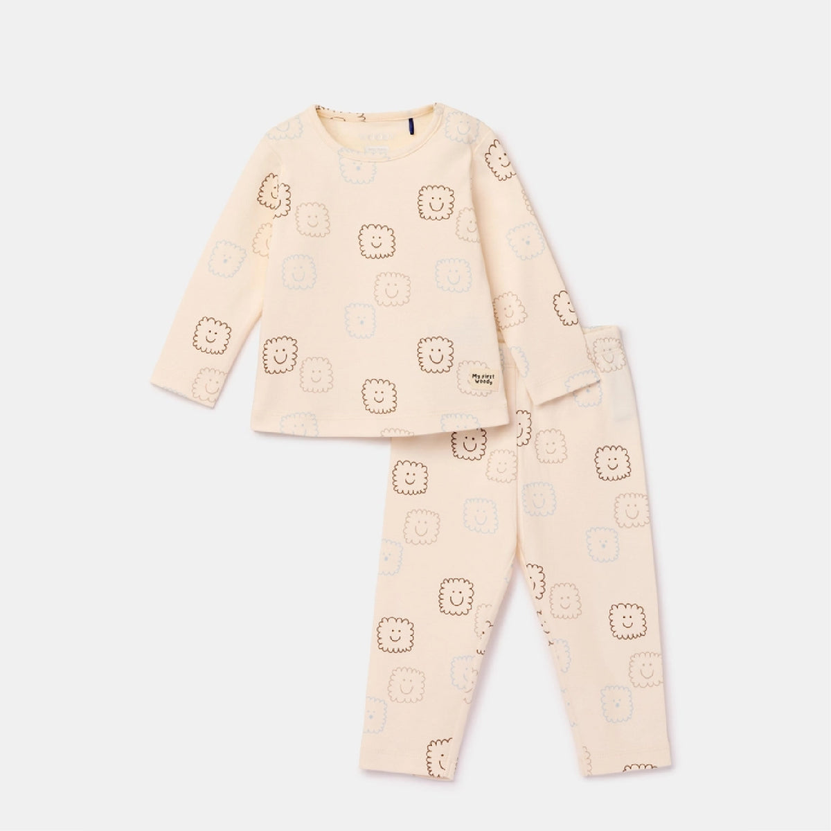 pyjama katoen smile, beige - WOODY