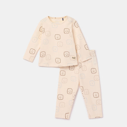 pyjama katoen smile, beige - WOODY