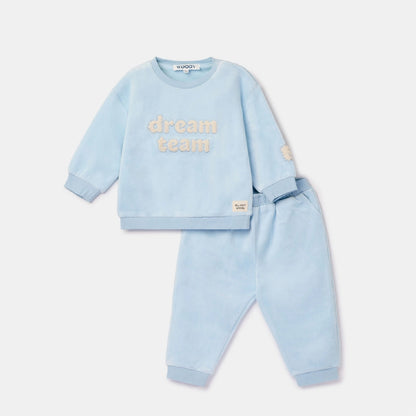 pyjama velours dream team, blauw - WOODY