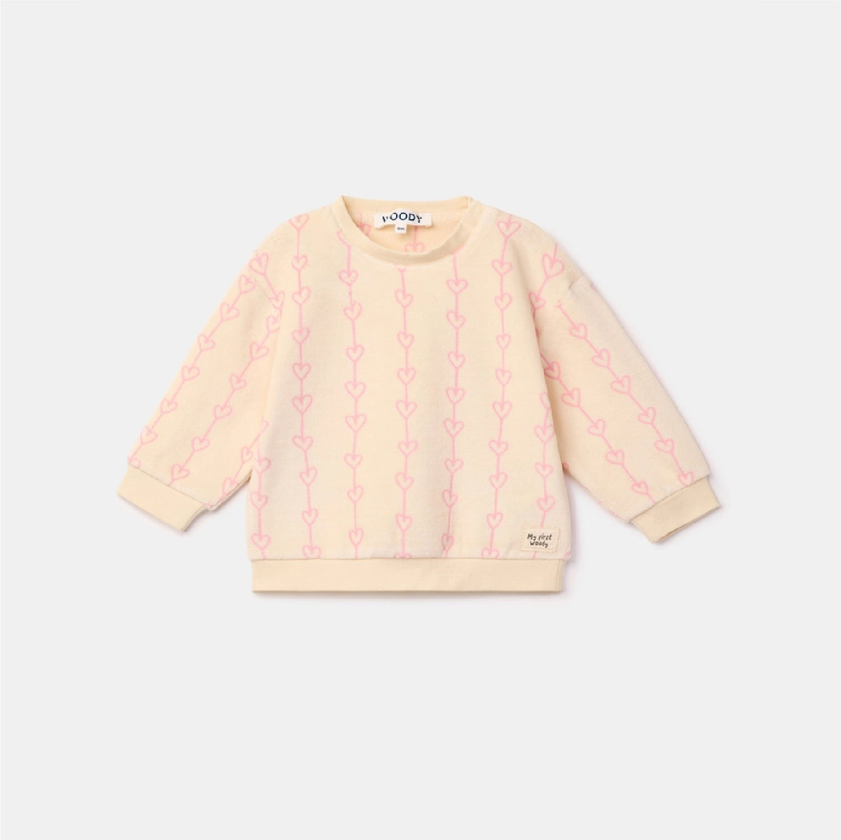 pyjama velours hartjes, wit - WOODY