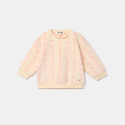 pyjama velours hartjes, wit - WOODY