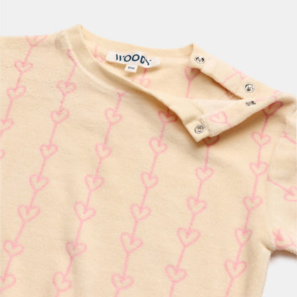 pyjama velours hartjes, wit - WOODY