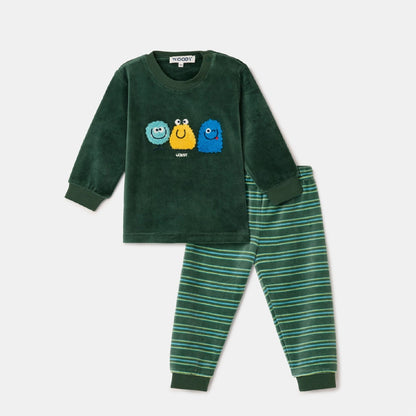 pyjama velours aliens, groen - WOODY