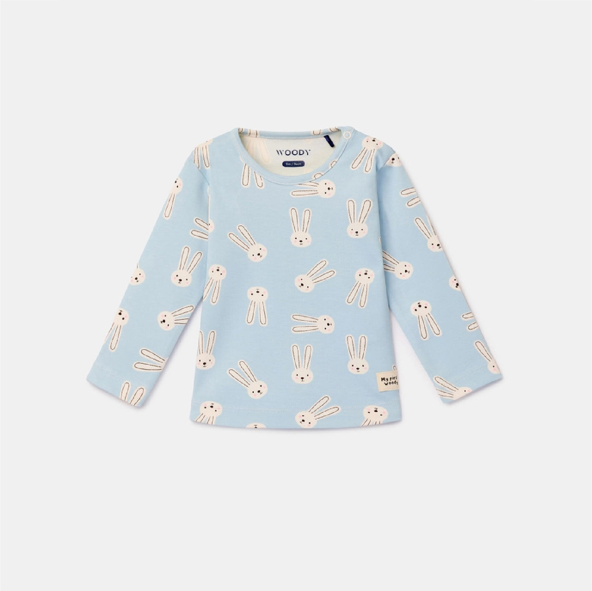 pyjama katoen konijn, blauw - WOODY