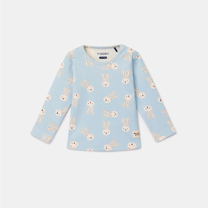 pyjama katoen konijn, blauw - WOODY