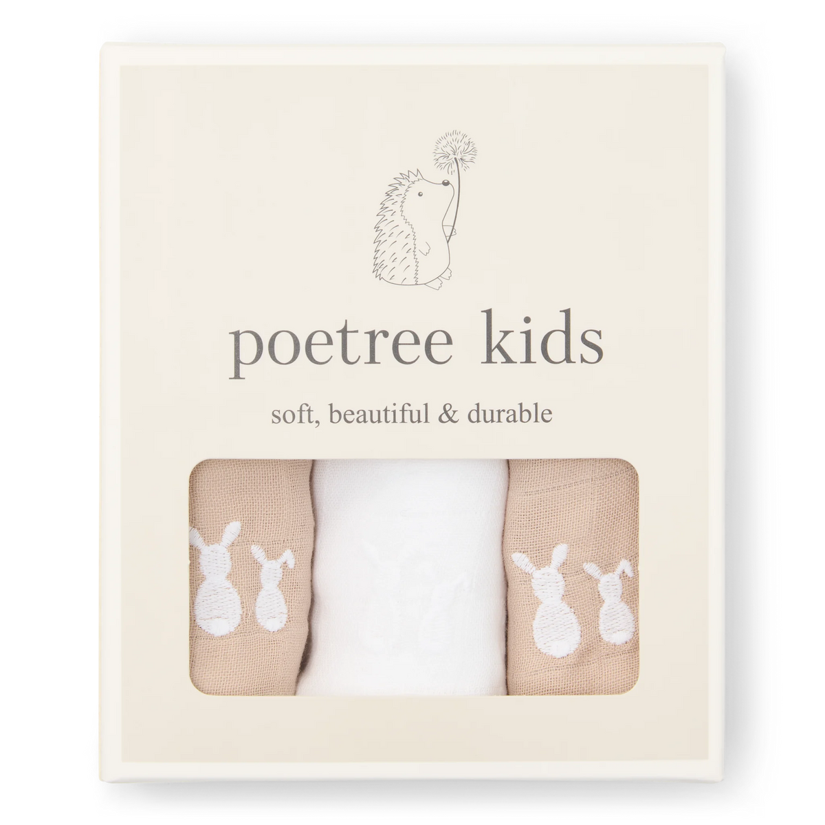 verzorgingsdoeken 3-pack, camel/white - POETREE KIDS