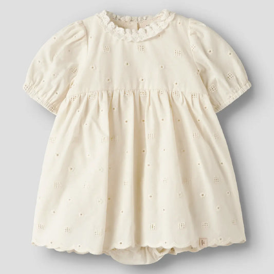 jurkje+bloomer poplin, coconut milk - LIL'ATELIER