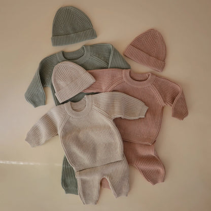 broek chunky knit, beige - MUSHIE
