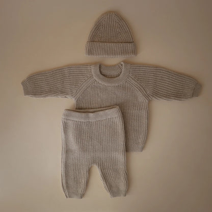 broek chunky knit, beige - MUSHIE