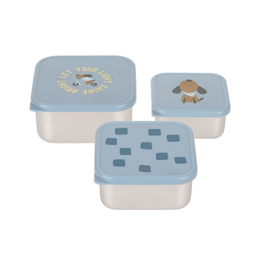 snackdoosjes pattern, 3 stuks, party blue – LÄSSIG
