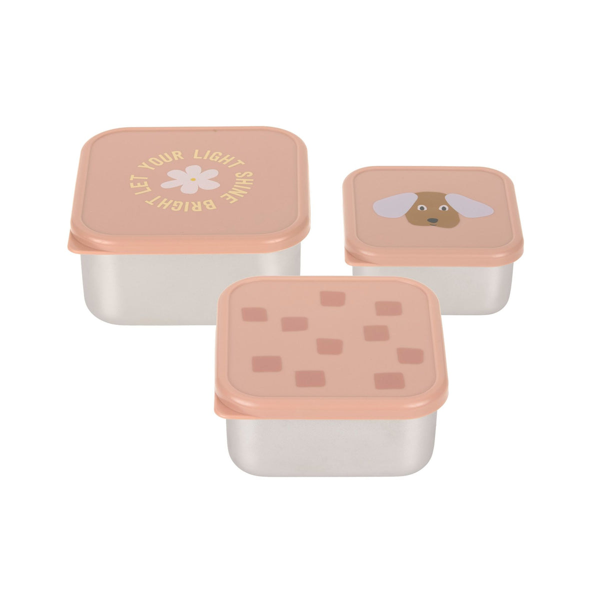 snackdoosjes pattern, 3 stuks, party rose – LÄSSIG