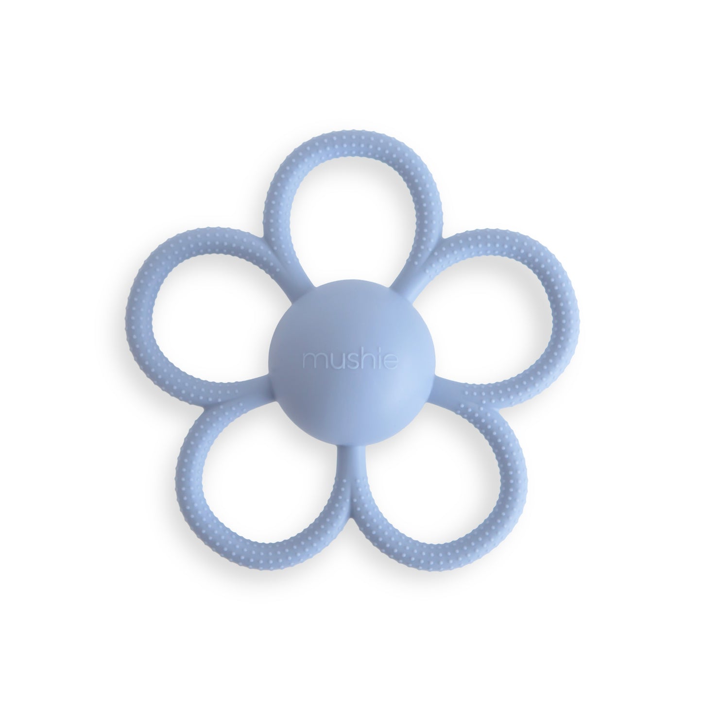 bijtring/rammelaar daisy, faded denim - MUSHIE