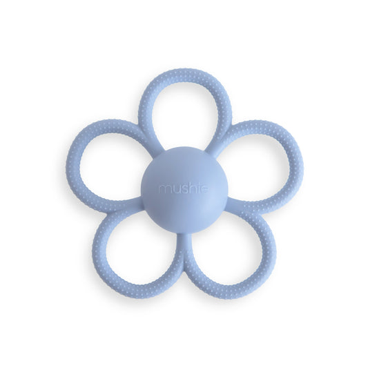 bijtring/rammelaar daisy, faded denim - MUSHIE
