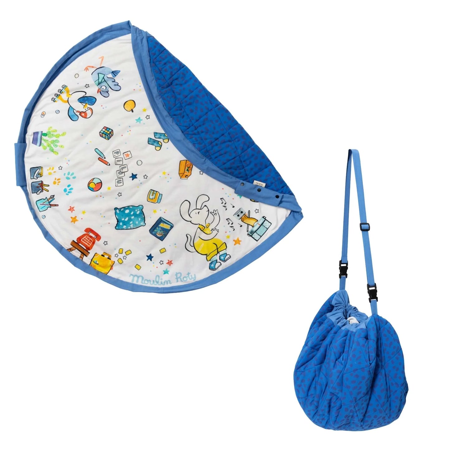 opbergzak/speelmat noomad soft, moulin roty puce&pilou – PLAY & GO