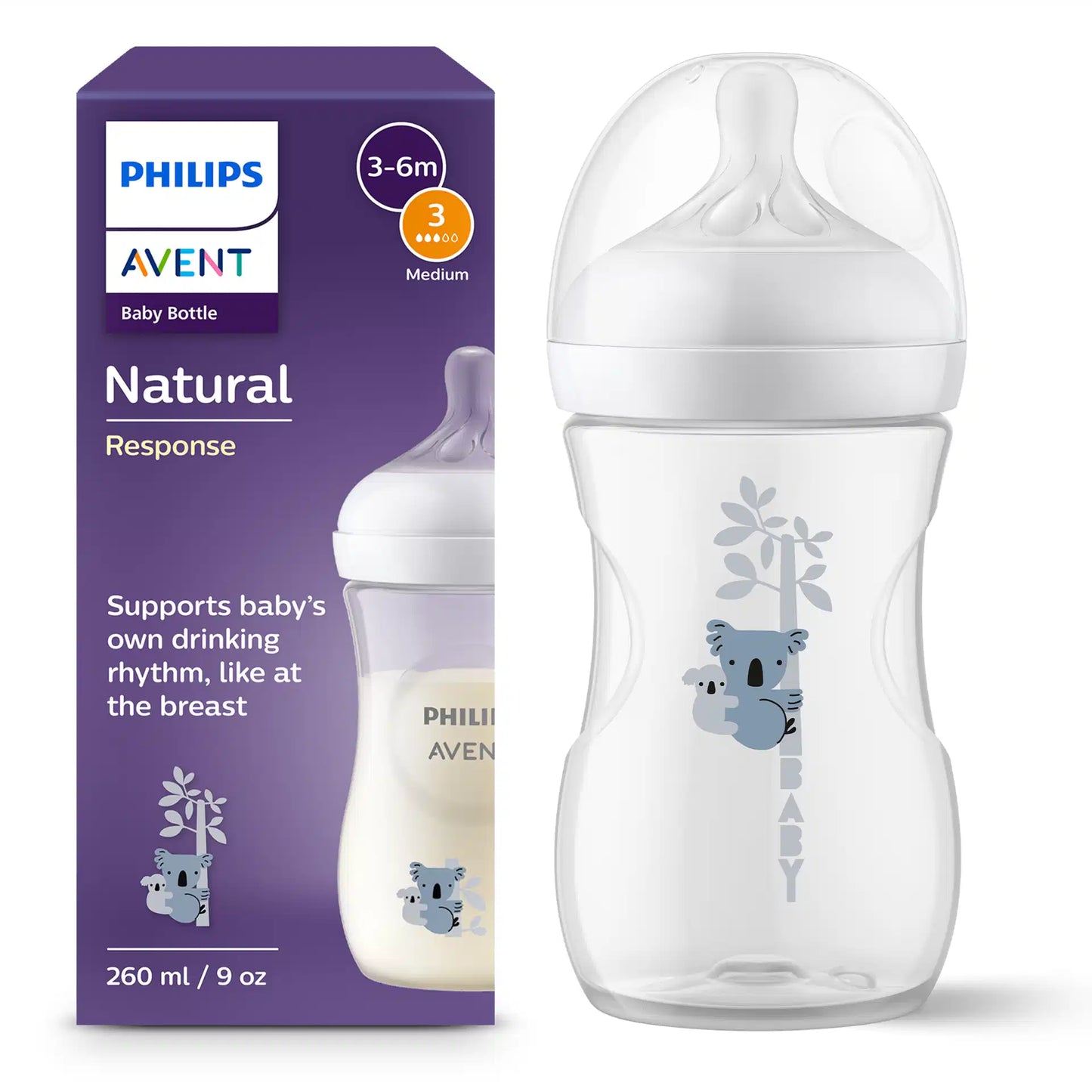 zuigfles natural 3.0 koala, 260 ml - AVENT