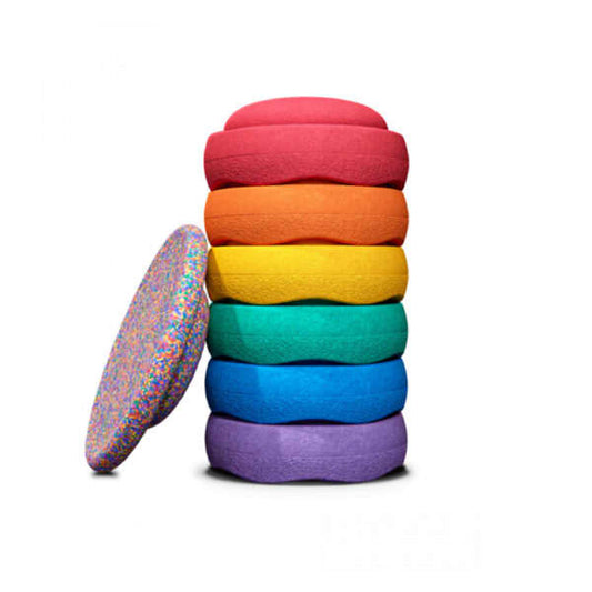 stapelblokken rainbow set, classic + balance board - STAPELSTEIN
